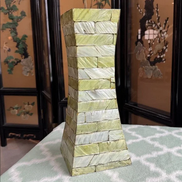 Vietnam mother of pearl overlay bamboo vase National Geographic - Picture 4 of 11